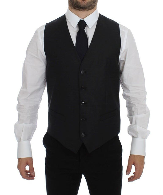 Dolce & Gabbana Elegant Gray Wool Blend Dress Vest - Sandy Store ByNet