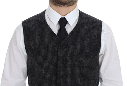 Dolce & Gabbana Elegant Gray Wool Blend Dress Vest - Sandy Store ByNet