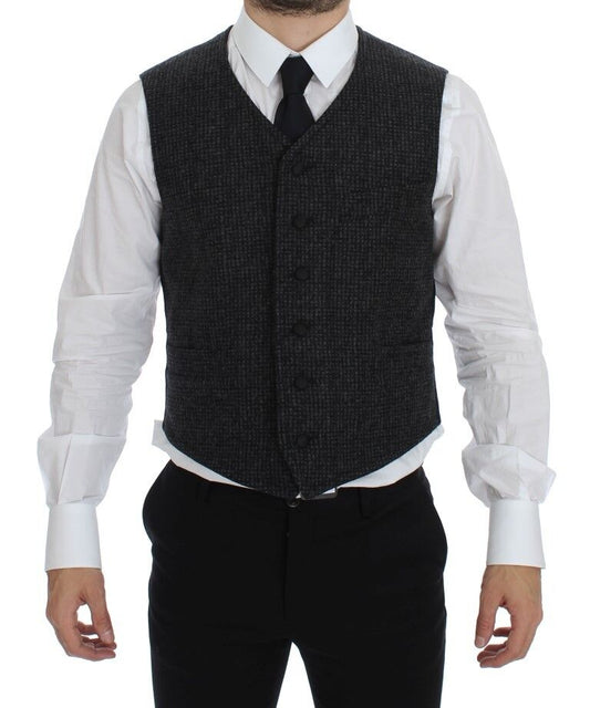 Dolce & Gabbana Elegant Gray Wool Blend Dress Vest - Sandy Store ByNet