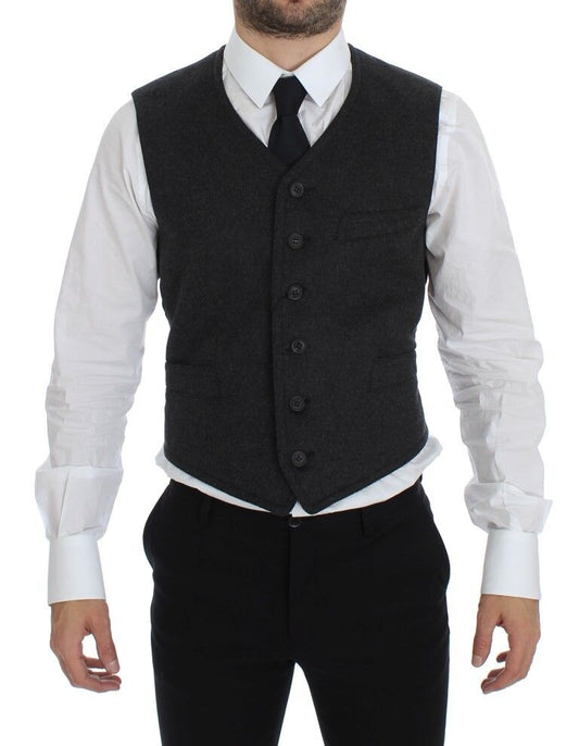 Dolce & Gabbana Elegant Gray Wool Blend Dress Vest - Sandy Store ByNet
