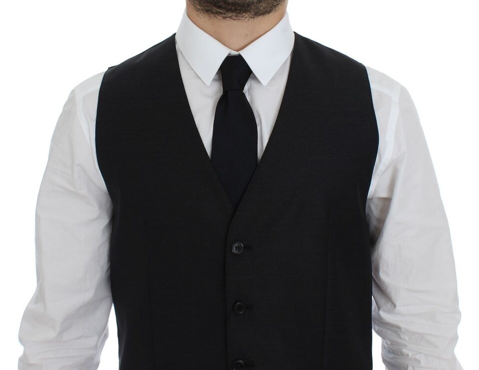Dolce & Gabbana Elegant Gray Wool Blend Dress Vest - Sandy Store ByNet