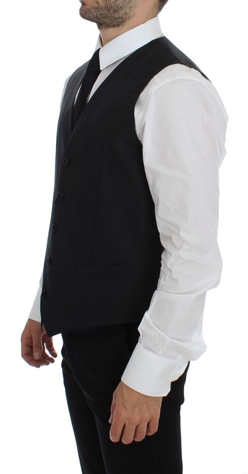 Dolce & Gabbana Elegant Gray Wool Blend Dress Vest - Sandy Store ByNet