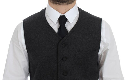 Dolce & Gabbana Elegant Gray Wool Blend Dress Vest - Sandy Store ByNet