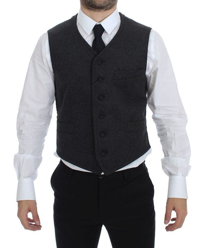 Dolce & Gabbana Elegant Gray Wool Blend Dress Vest - Sandy Store ByNet