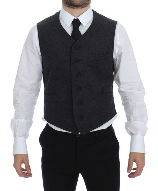 Dolce & Gabbana Elegant Gray Wool Blend Dress Vest - Sandy Store ByNet