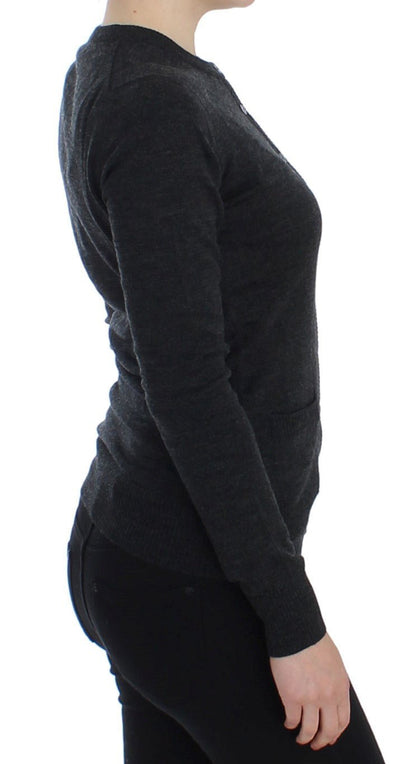 Dolce & Gabbana Elegant Gray Wool Cardigan Sweater - Sandy Store ByNet