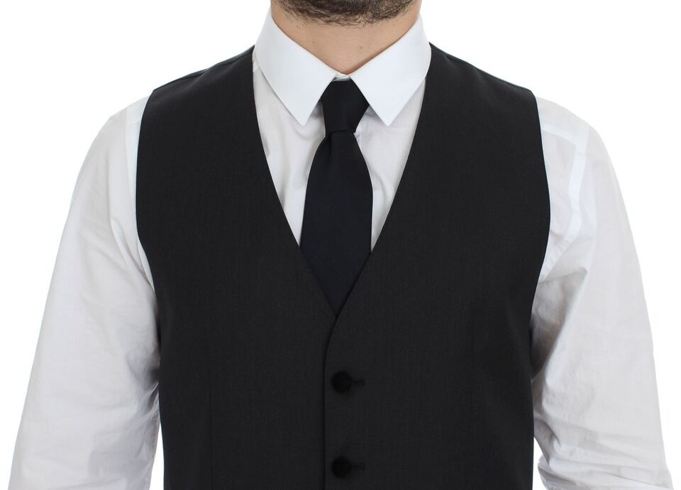 Dolce & Gabbana Elegant Gray Wool Dress Vest - Sandy Store ByNet