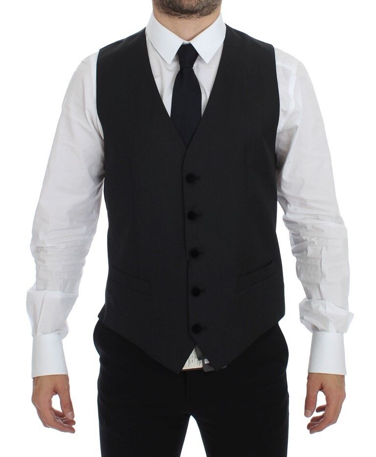 Dolce & Gabbana Elegant Gray Wool Dress Vest - Sandy Store ByNet