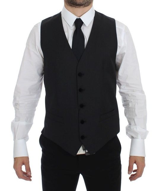 Dolce & Gabbana Elegant Gray Wool Dress Vest - Sandy Store ByNet