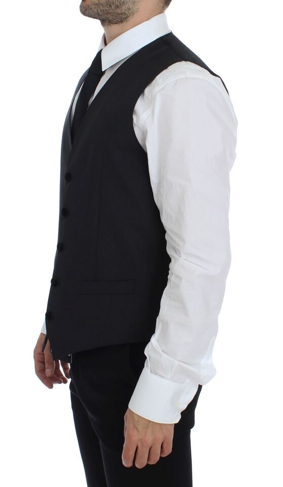 Dolce & Gabbana Elegant Gray Wool Dress Vest - Sandy Store ByNet