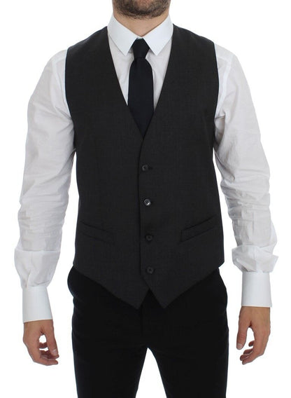 Dolce & Gabbana Elegant Gray Wool Formal Dress Vest - Sandy Store ByNet