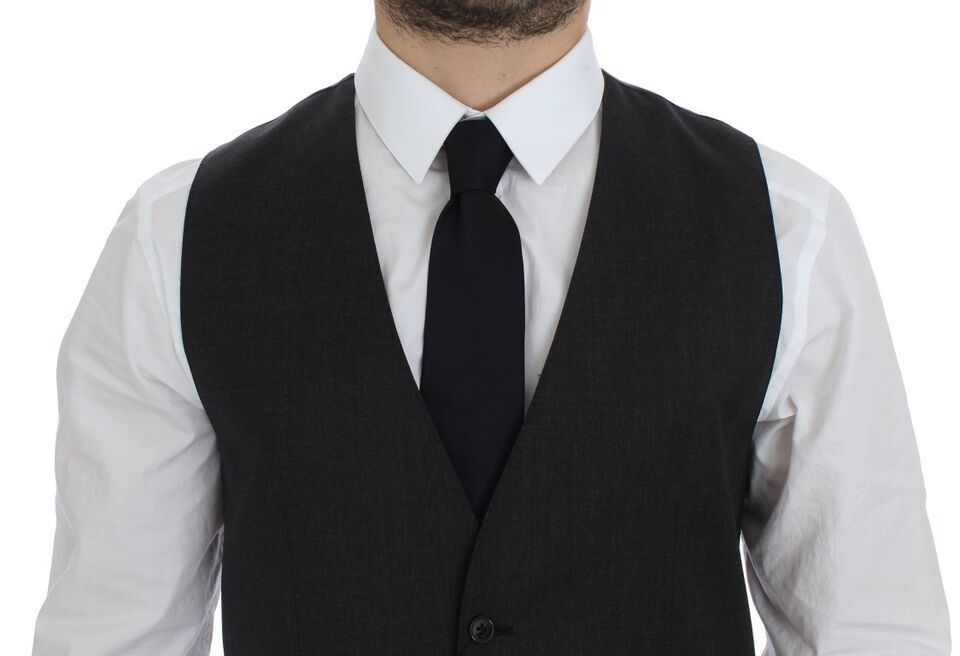 Dolce & Gabbana Elegant Gray Wool Formal Dress Vest - Sandy Store ByNet