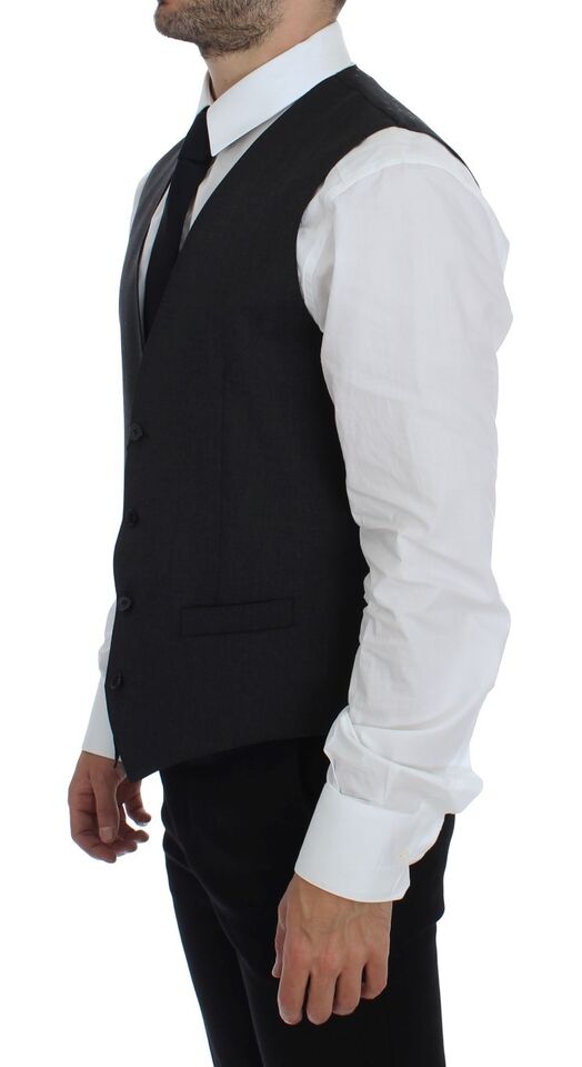 Dolce & Gabbana Elegant Gray Wool Formal Dress Vest - Sandy Store ByNet
