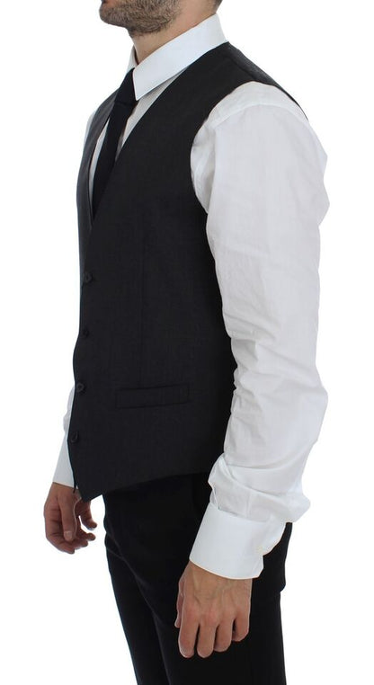 Dolce & Gabbana Elegant Gray Wool Formal Dress Vest - Sandy Store ByNet