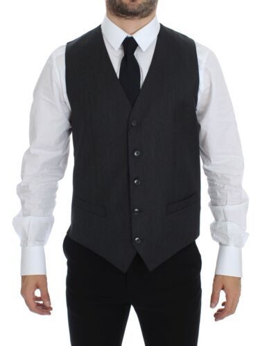 Dolce & Gabbana Elegant Gray Wool Formal Vest - Sandy Store ByNet