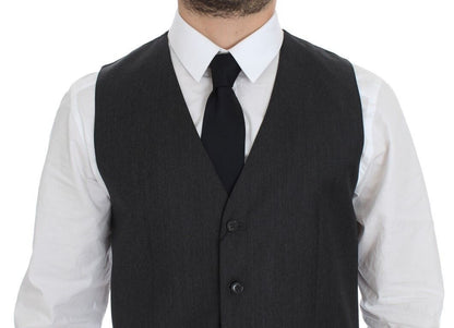 Dolce & Gabbana Elegant Gray Wool Formal Vest - Sandy Store ByNet