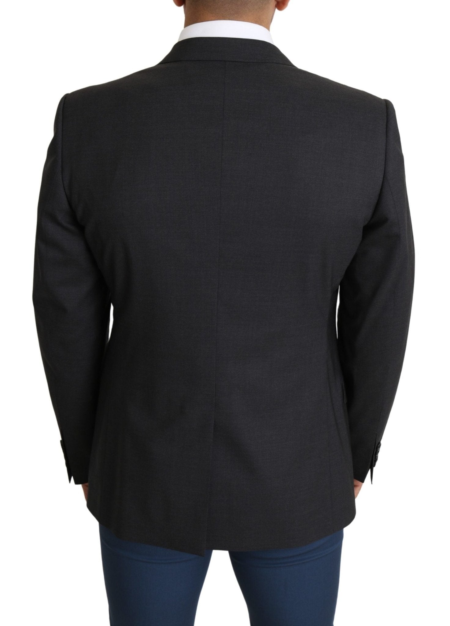 Dolce & Gabbana Elegant Gray Wool Silk Blend Slim Fit Blazer - Sandy Store ByNet
