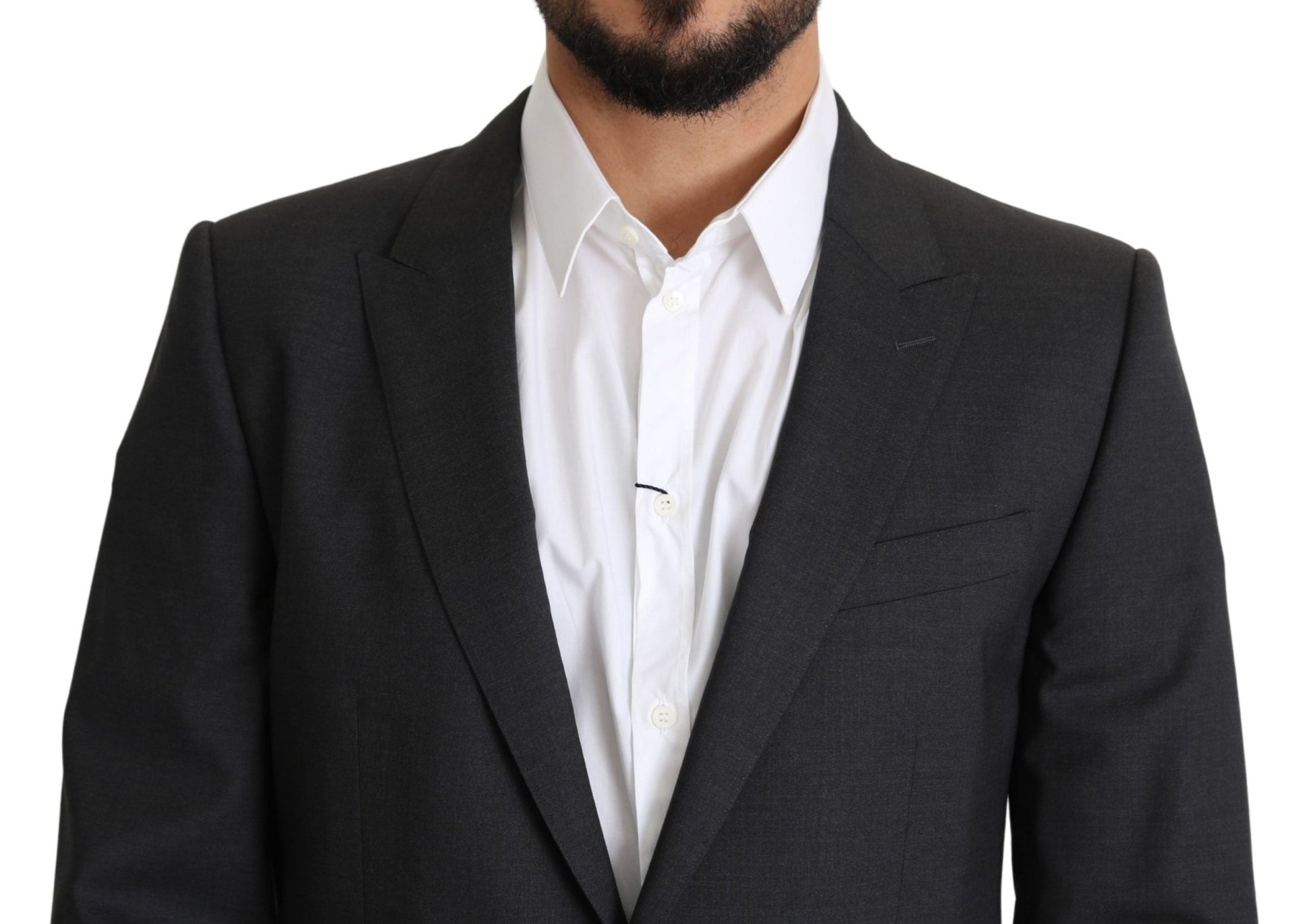 Dolce & Gabbana Elegant Gray Wool Silk Blend Slim Fit Blazer - Sandy Store ByNet