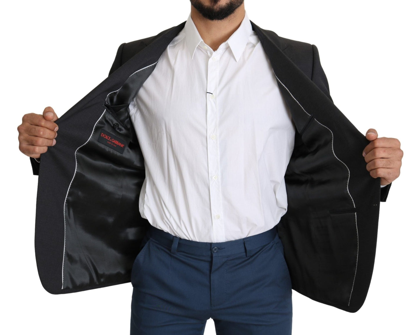 Dolce & Gabbana Elegant Gray Wool Silk Blend Slim Fit Blazer - Sandy Store ByNet