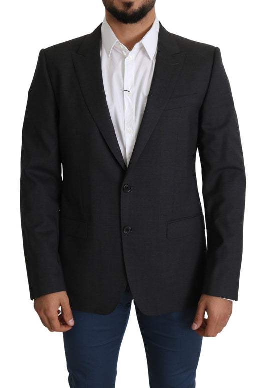 Dolce & Gabbana Elegant Gray Wool Silk Blend Slim Fit Blazer - Sandy Store ByNet