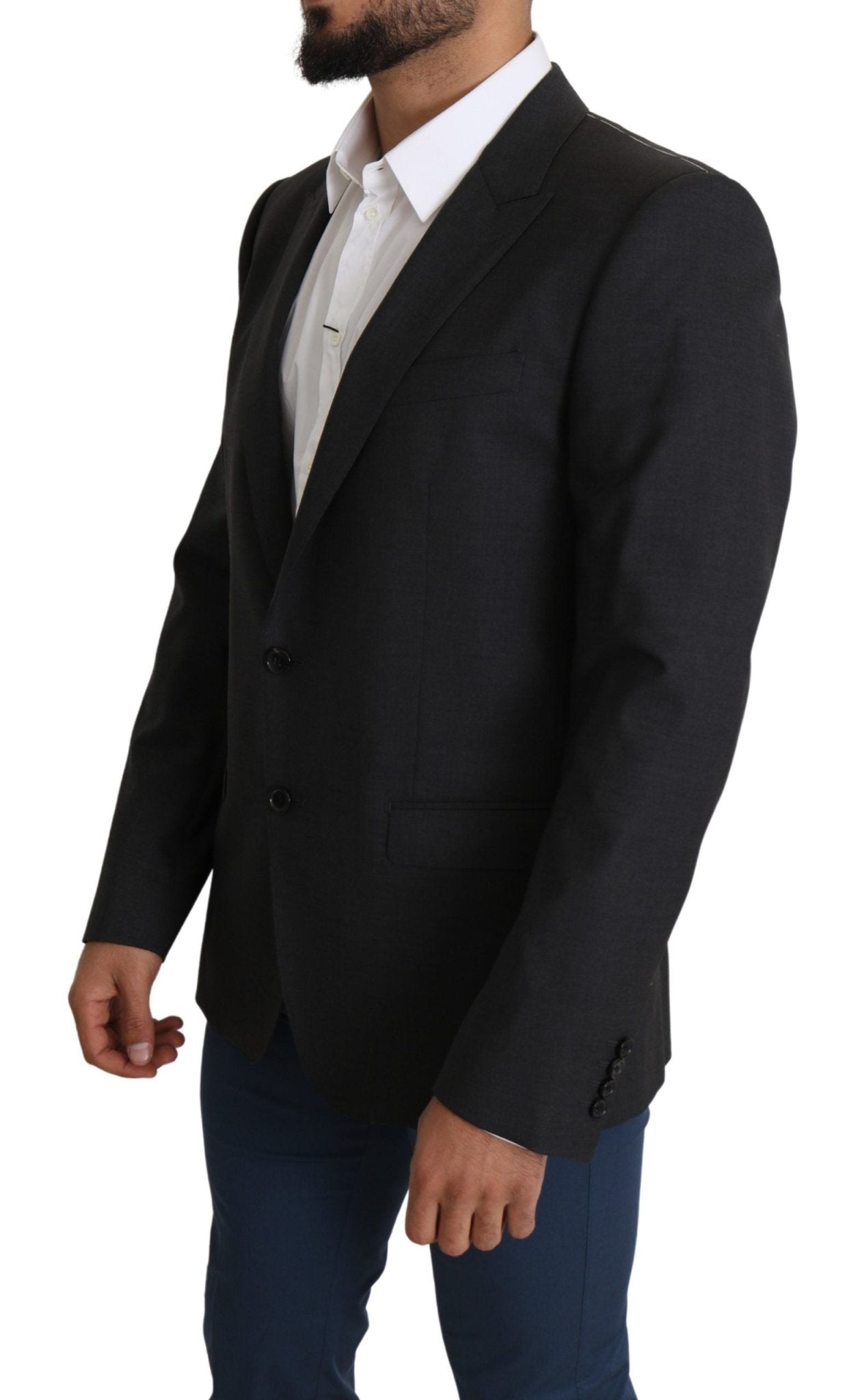Dolce & Gabbana Elegant Gray Wool Silk Blend Slim Fit Blazer - Sandy Store ByNet