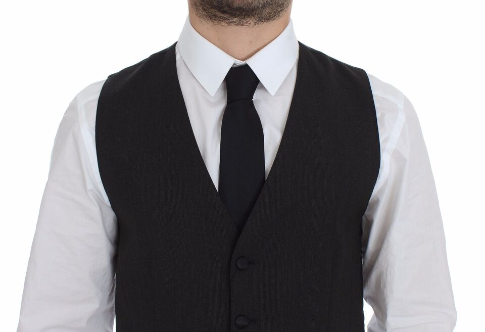 Dolce & Gabbana Elegant Gray Wool Stretch Dress Vest - Sandy Store ByNet