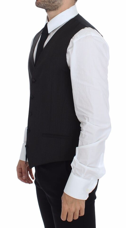 Dolce & Gabbana Elegant Gray Wool Stretch Dress Vest - Sandy Store ByNet