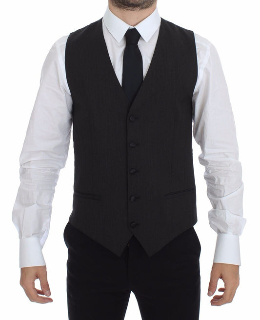 Dolce & Gabbana Elegant Gray Wool Stretch Dress Vest - Sandy Store ByNet