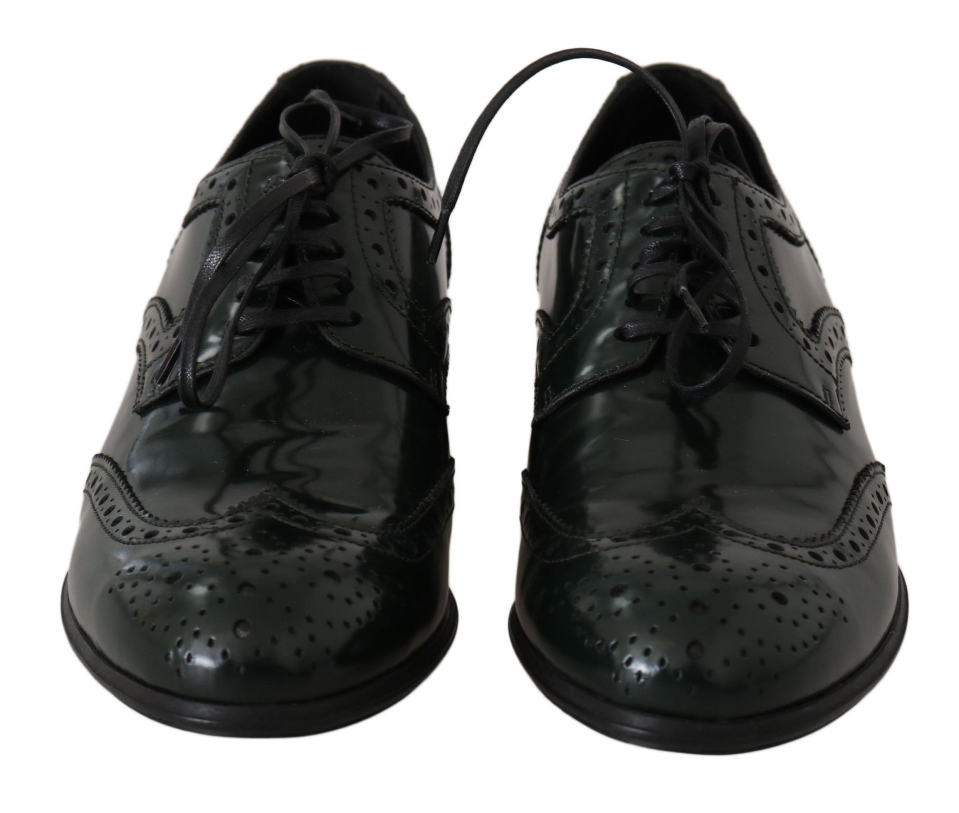 Dolce & Gabbana Elegant Green Brogues Oxford Wingtip Flats - Sandy Store ByNet