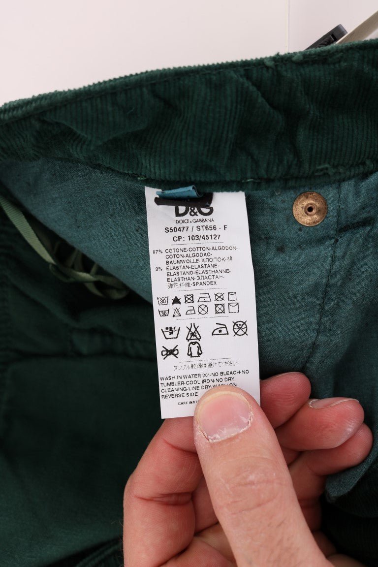 Dolce & Gabbana Elegant Green Cotton Blend Trousers - Sandy Store ByNet