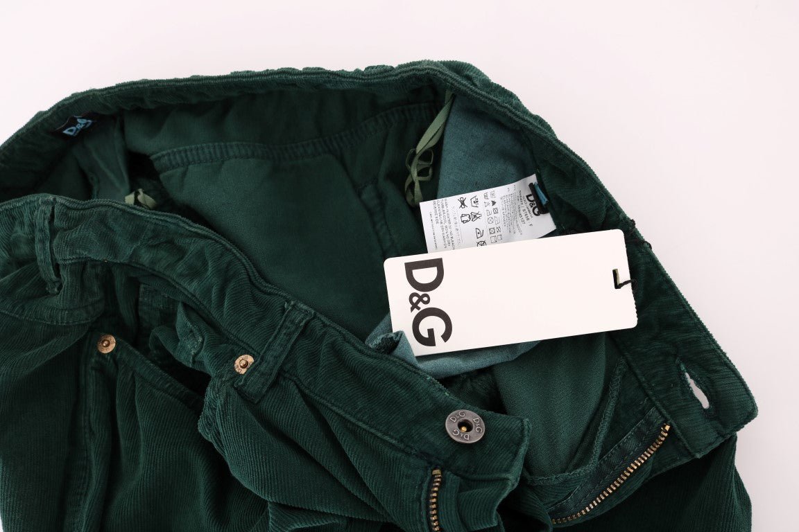Dolce & Gabbana Elegant Green Cotton Blend Trousers - Sandy Store ByNet