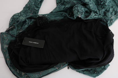 Dolce & Gabbana Elegant Green Crystal Embellished Sheath Dress - Sandy Store ByNet