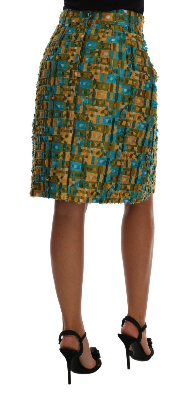 Dolce & Gabbana Elegant Green Jacquard High Waist Skirt - Sandy Store ByNet