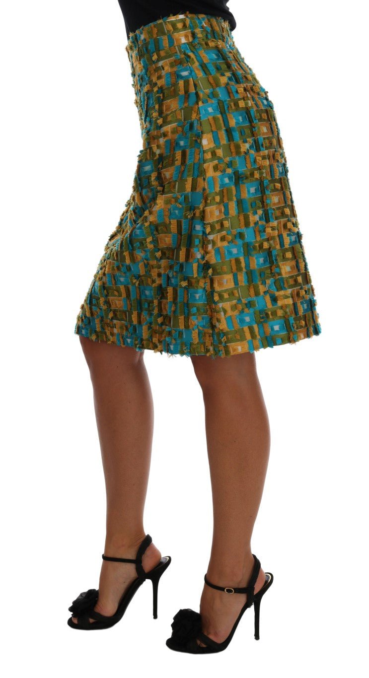 Dolce & Gabbana Elegant Green Jacquard High Waist Skirt - Sandy Store ByNet