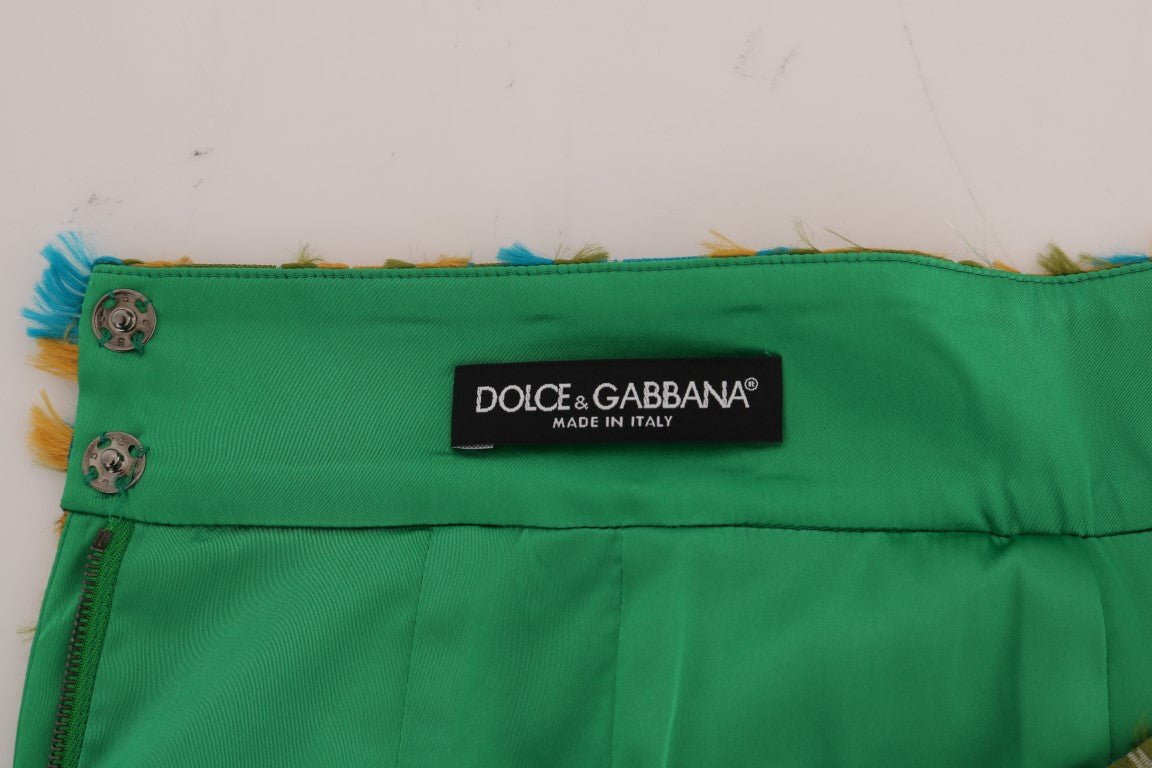 Dolce & Gabbana Elegant Green Jacquard High Waist Skirt - Sandy Store ByNet