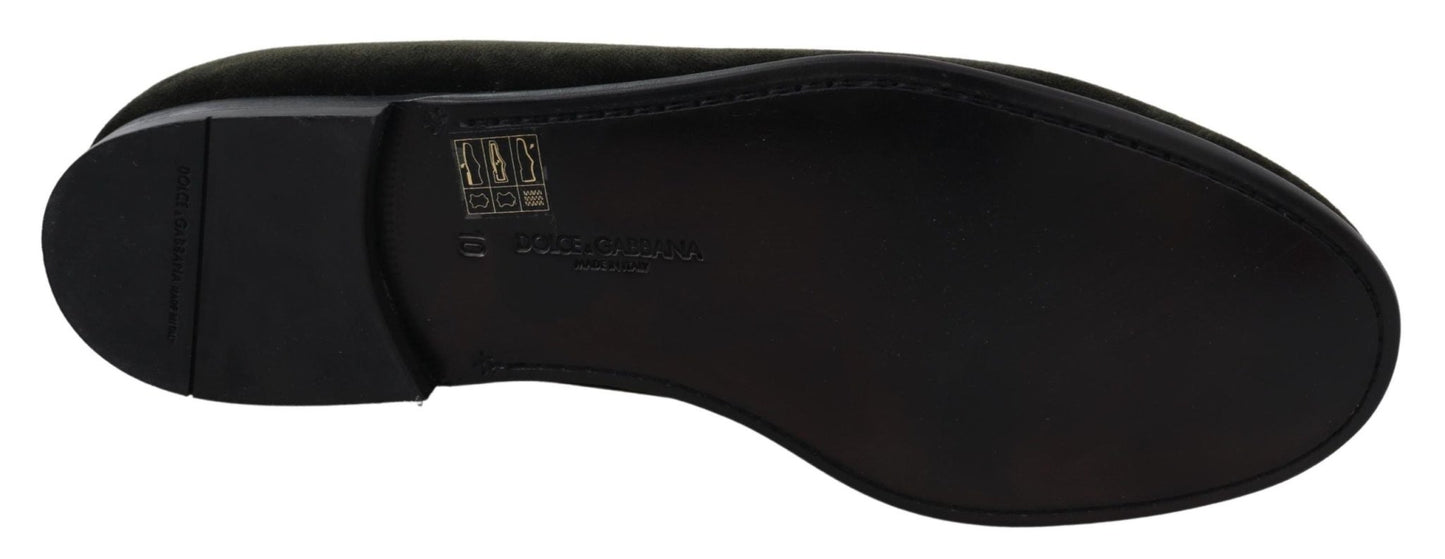 Dolce & Gabbana Elegant Green Velvet Loafers - Sandy Store ByNet
