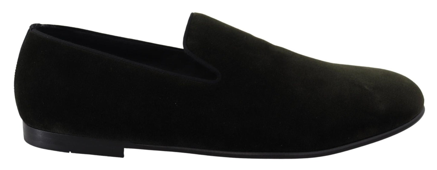 Dolce & Gabbana Elegant Green Velvet Loafers - Sandy Store ByNet