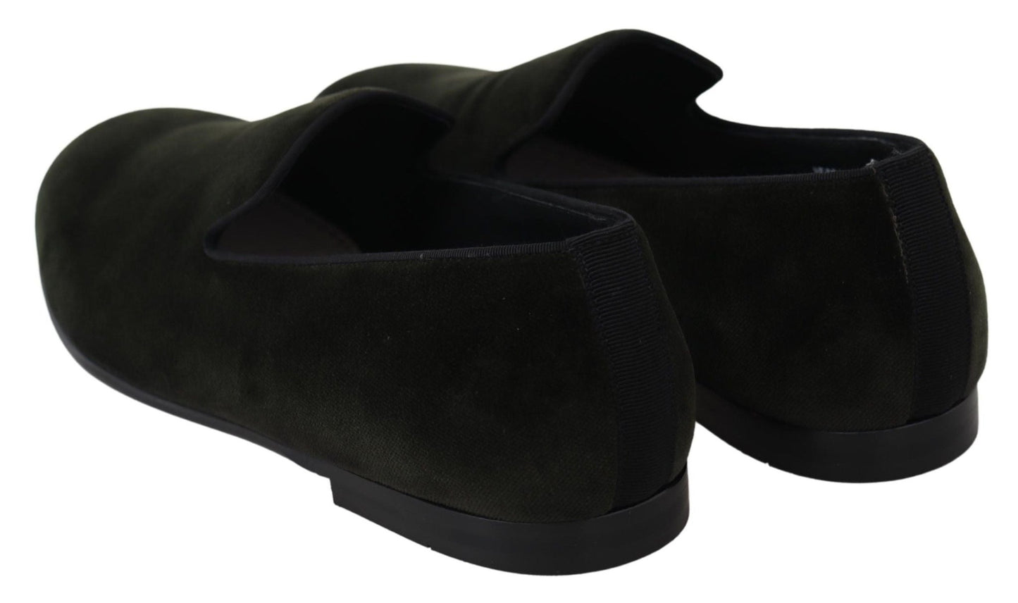 Dolce & Gabbana Elegant Green Velvet Loafers - Sandy Store ByNet