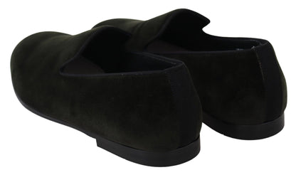 Dolce & Gabbana Elegant Green Velvet Loafers - Sandy Store ByNet