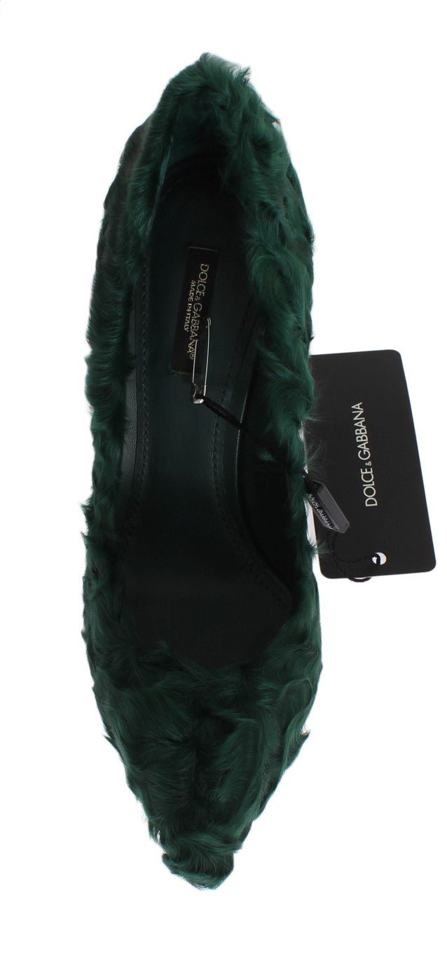 Dolce & Gabbana Elegant Green Xiangao Fur Leather Pumps - Sandy Store ByNet