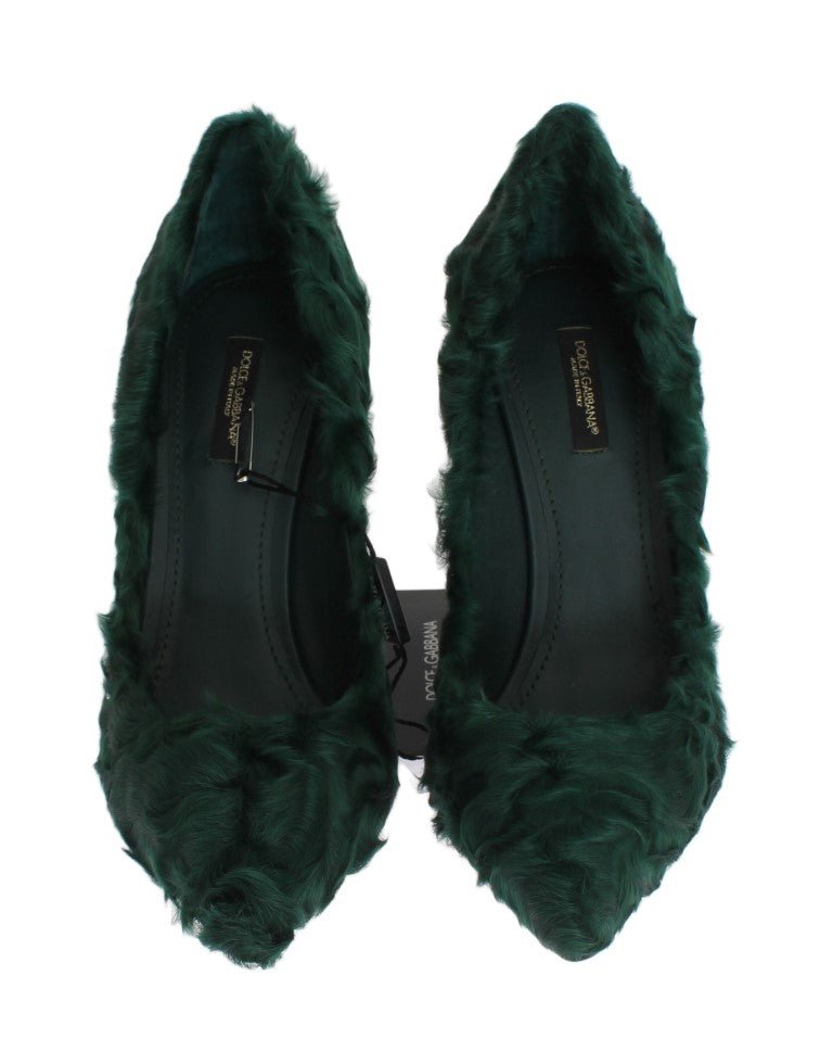 Dolce & Gabbana Elegant Green Xiangao Fur Leather Pumps - Sandy Store ByNet