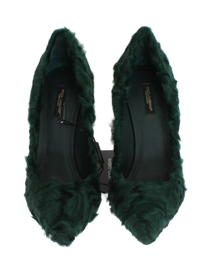 Dolce & Gabbana Elegant Green Xiangao Fur Leather Pumps - Sandy Store ByNet