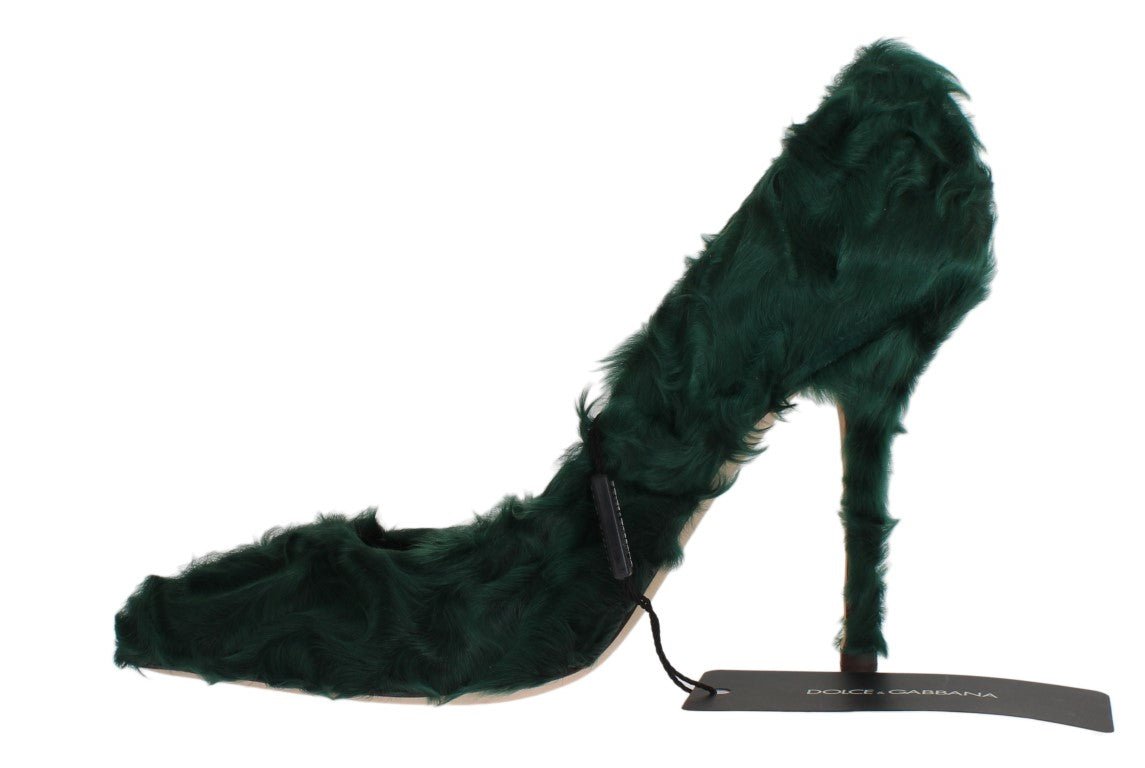 Dolce & Gabbana Elegant Green Xiangao Fur Leather Pumps - Sandy Store ByNet