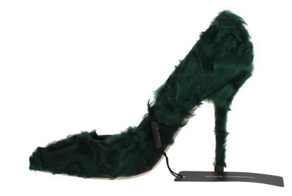 Dolce & Gabbana Elegant Green Xiangao Fur Leather Pumps - Sandy Store ByNet