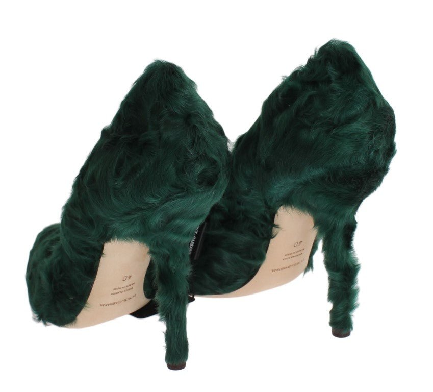 Dolce & Gabbana Elegant Green Xiangao Fur Leather Pumps - Sandy Store ByNet