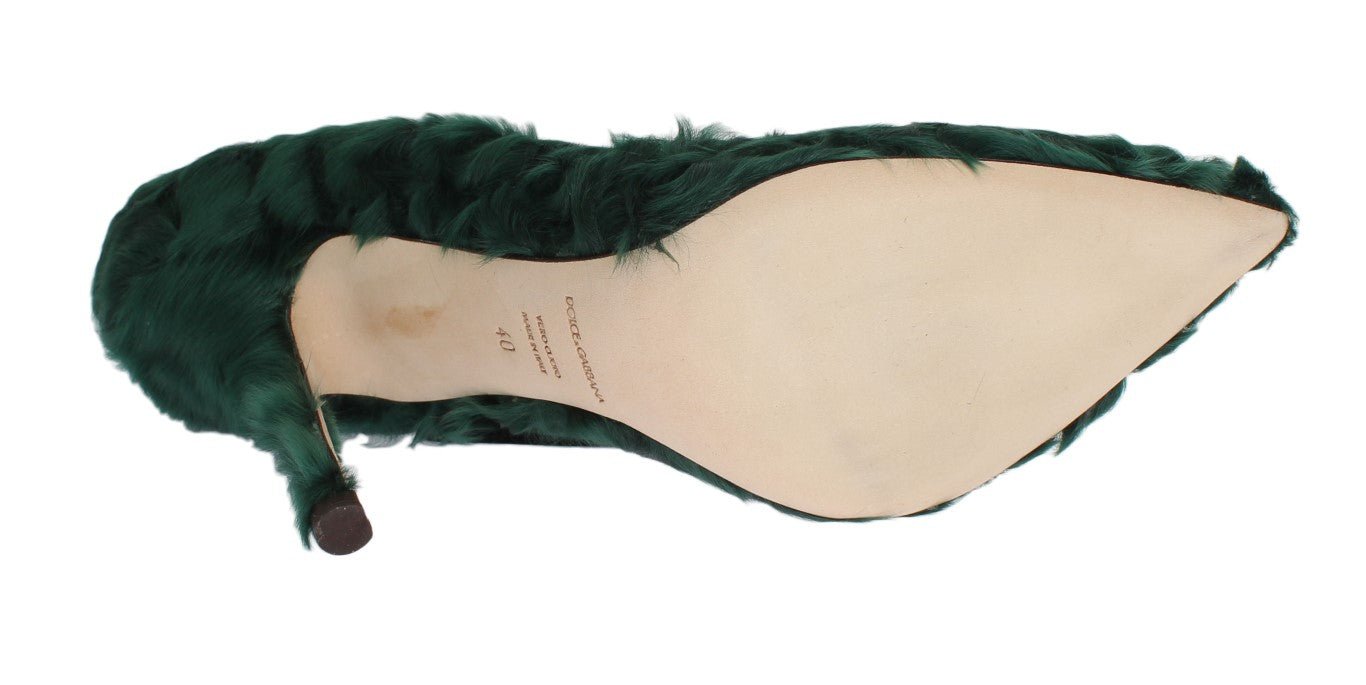 Dolce & Gabbana Elegant Green Xiangao Fur Leather Pumps - Sandy Store ByNet
