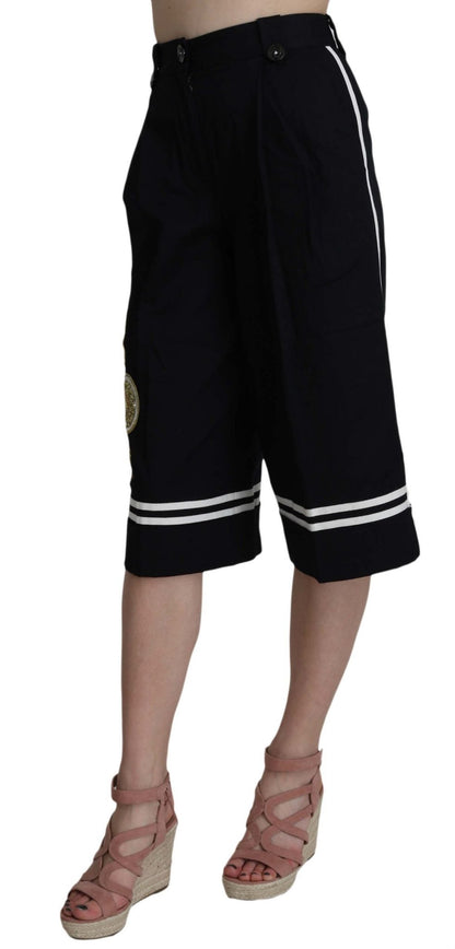 Dolce & Gabbana Elegant High Waist Black Cotton Pants - Sandy Store ByNet