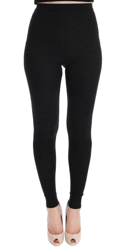 Dolce & Gabbana Elegant High - Waist Wool Tights Pants in Dark Gray - Sandy Store ByNet