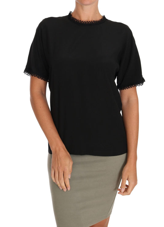 Dolce & Gabbana Elegant Lace Detailed Silk Blouse - Sandy Store ByNet