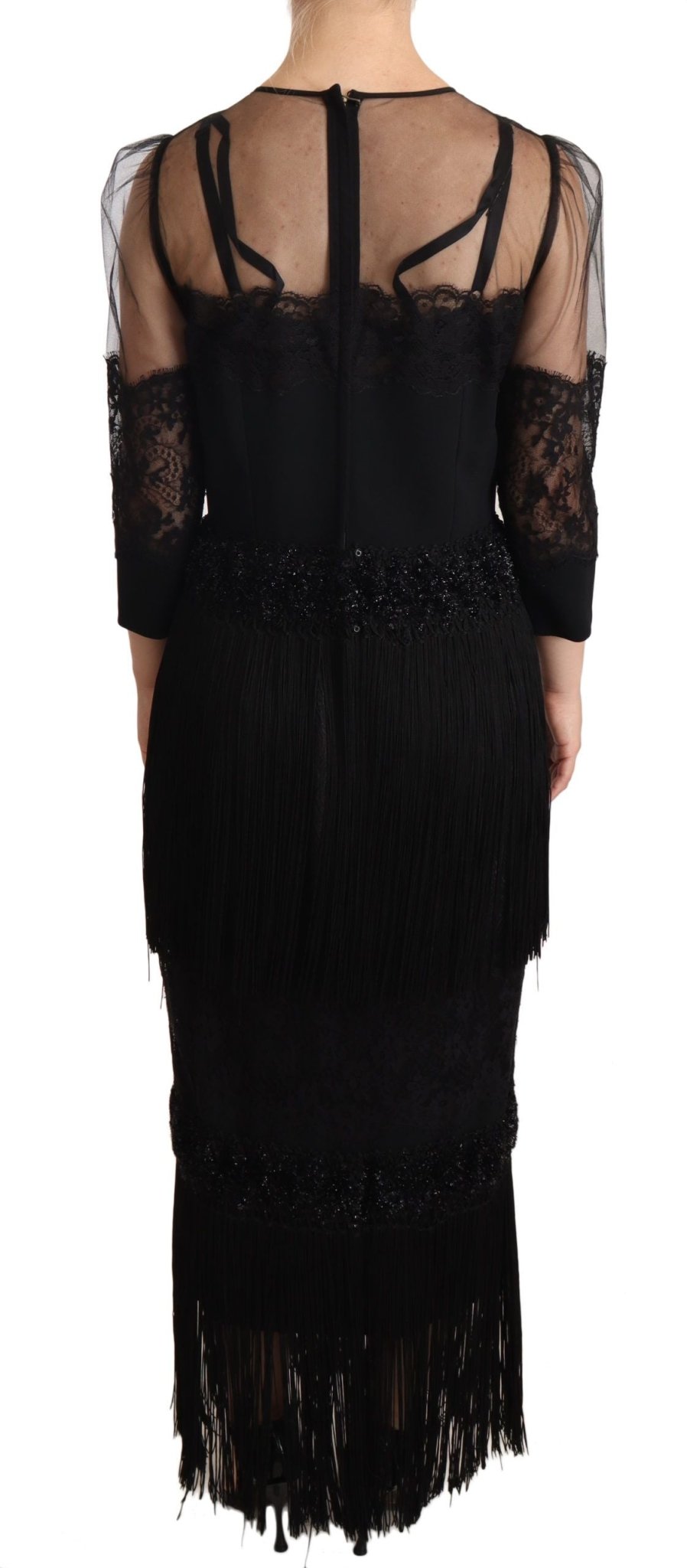 Dolce & Gabbana Elegant Lace Midi Dress in Black - Sandy Store ByNet